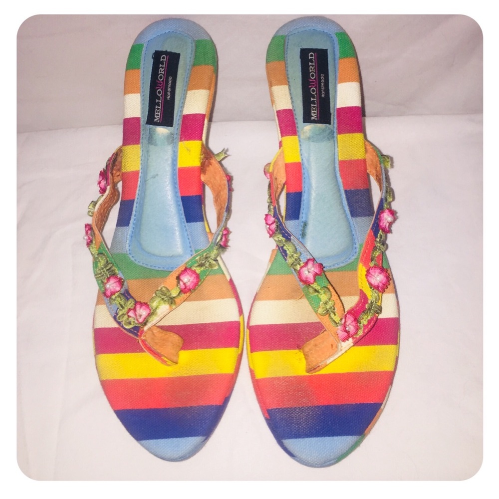 Rainbow “MelloWorld” Handmade Wedge Heals